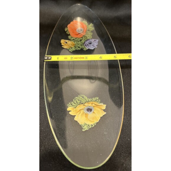 Vintage Chance Glass England 1965 Fiestaware Anemone Pattern Long Oval Dish - Picture 9 of 10